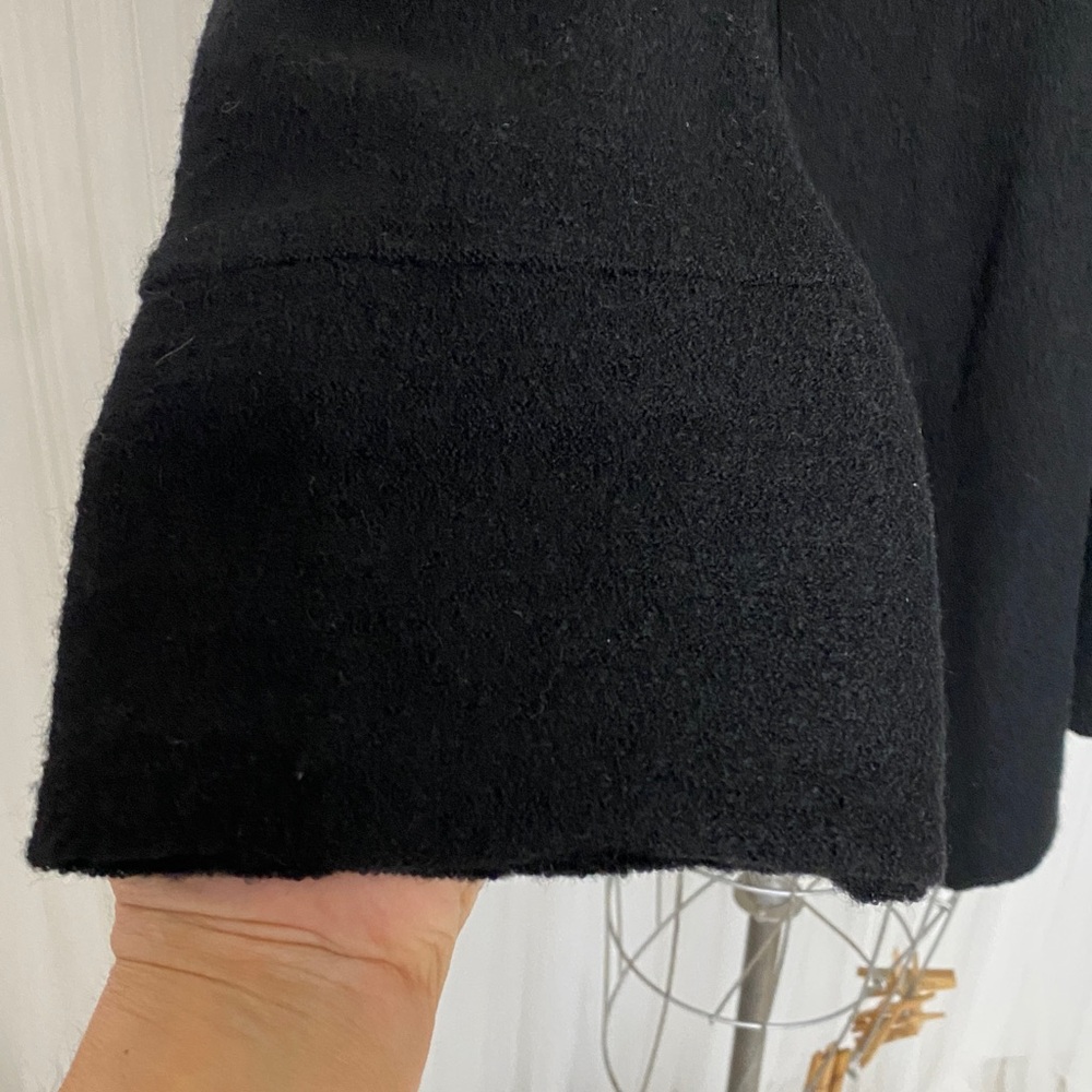 Alison Sheri Elegant Black Women's Boiled Wool Sweater Wide Collar Details XL - Picture 6 of 14